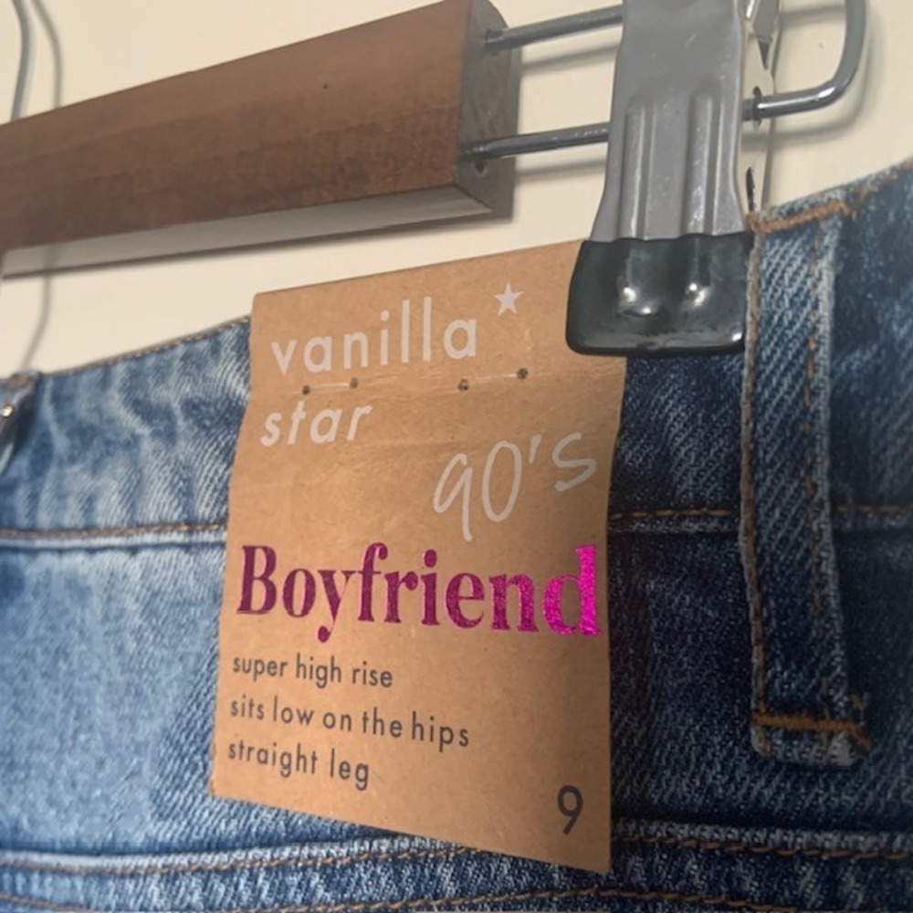 Vanilla Star NWT Super High Rise Distressed Straight Leg Jeans Size 9 Y2K 90s - Picture 9 of 9